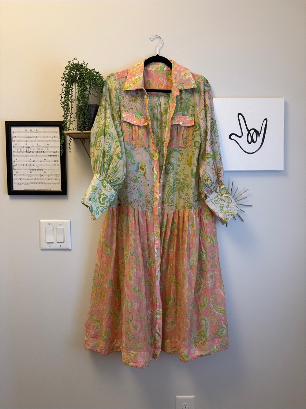 Alemais Marta Patchwork Shirt Dress Floral Printed Multicolor Size L